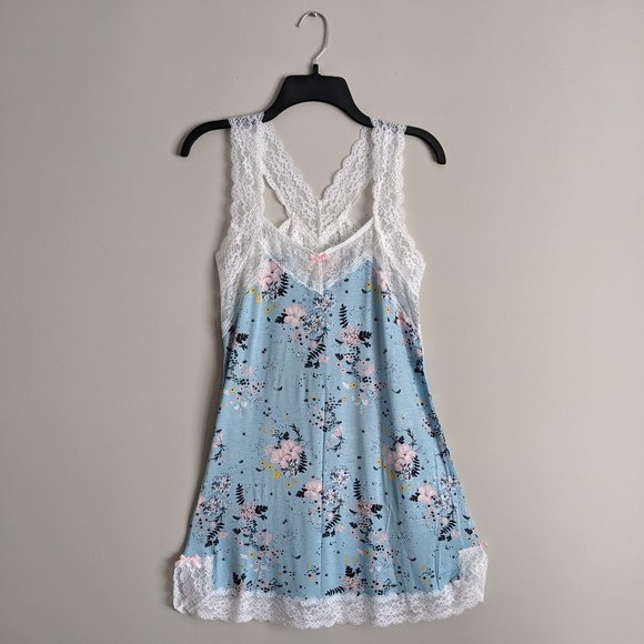 Honeydew Intimates Ahna Chemise Keyhole Lace Back Mint Tea Floral M - Picture 6 of 12